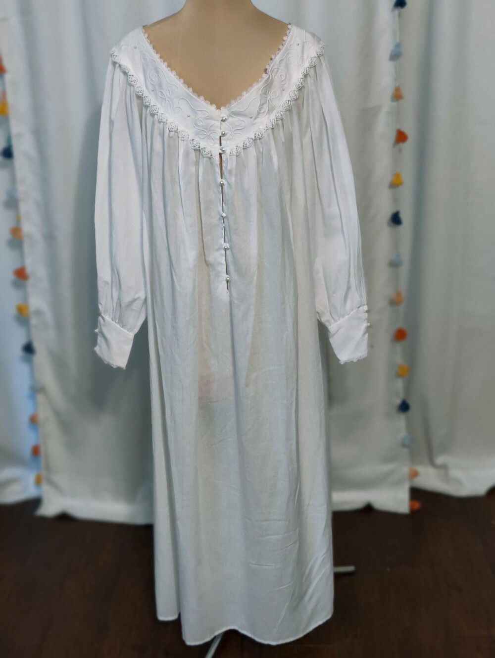 Queen Anne's Lace  Eileen West Luxury VTG  Maxi Cotton Victorian  Gown Dress  SM